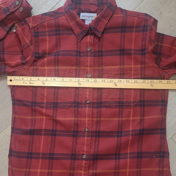 Carhartt Flannel Shirt Women's sz M Red/Black Long Sleeve Button Up Shirt - Picture 10 of 13